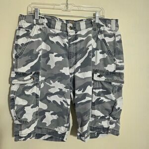 Carhartt Mens Shorts Grey White Camo Relaxed Fit Canvas Cargo Shorts Size 38